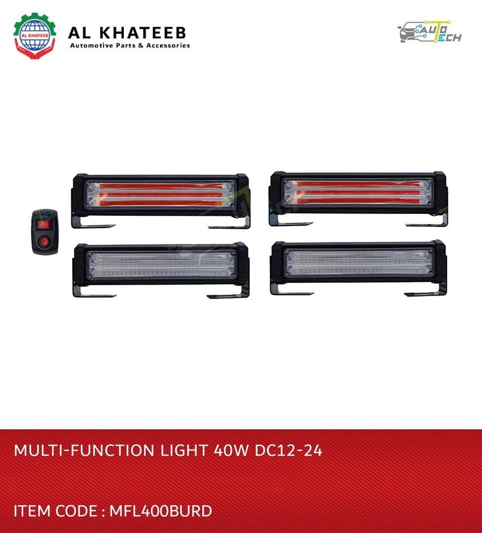 Car Multifuntion Truck Emergency Warning Light 12V-24V 40W Waterproof Hazard Flash Strobe Light 4Pcs, Blue Red