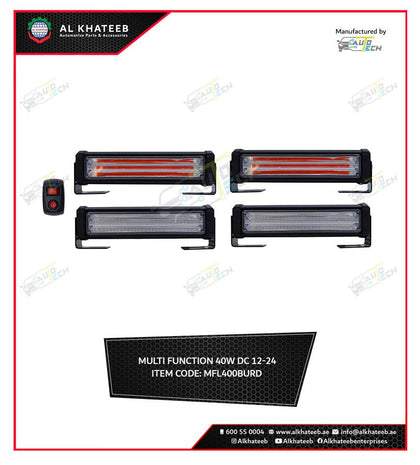 AutoTech Car Multifuntion Truck Emergency Warning Light 12V-24V 40W Waterproof Hazard Flash Strobe Light 4Pcs, Blue Red