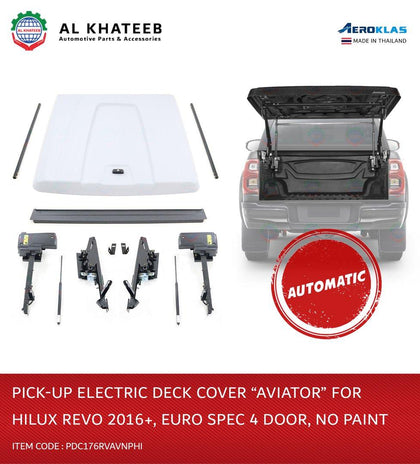 Al Khateeb Aeroklas Pick-Up Deck Cover Aviator 90 Degree Hilux Revo 2016-2022, Europe Specification, 4-Door ABS Unpainted