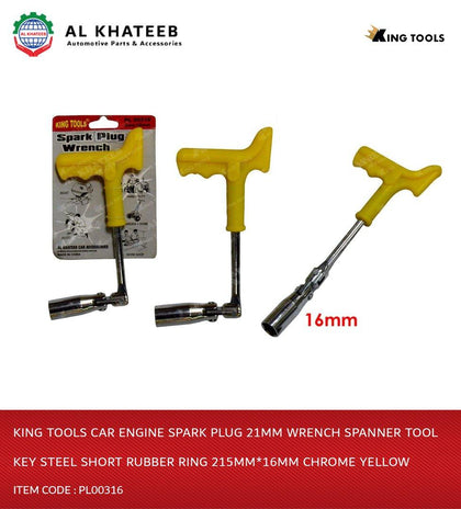 Car Engine Spark Plug 21Mm Wrench Spanner Tool Key Steel Short Rubber Ring 215Mm*16Mm Chrome Yellow