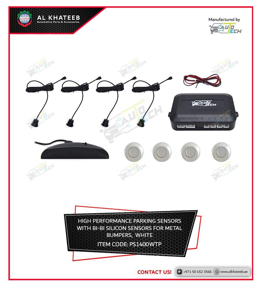 AutoTech Parking Sensor Pearl White Silicon Clip 4 Car Sensors Water-Proof High Frequency