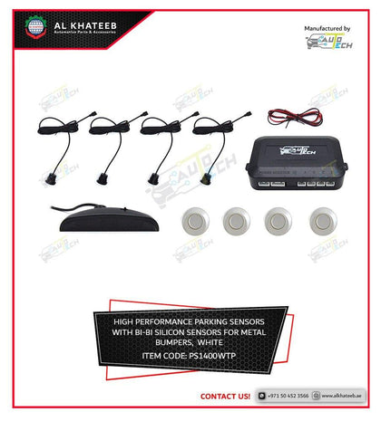 AutoTech Parking Sensor Pearl White Silicon Clip 4 Car Sensors Water-Proof High Frequency