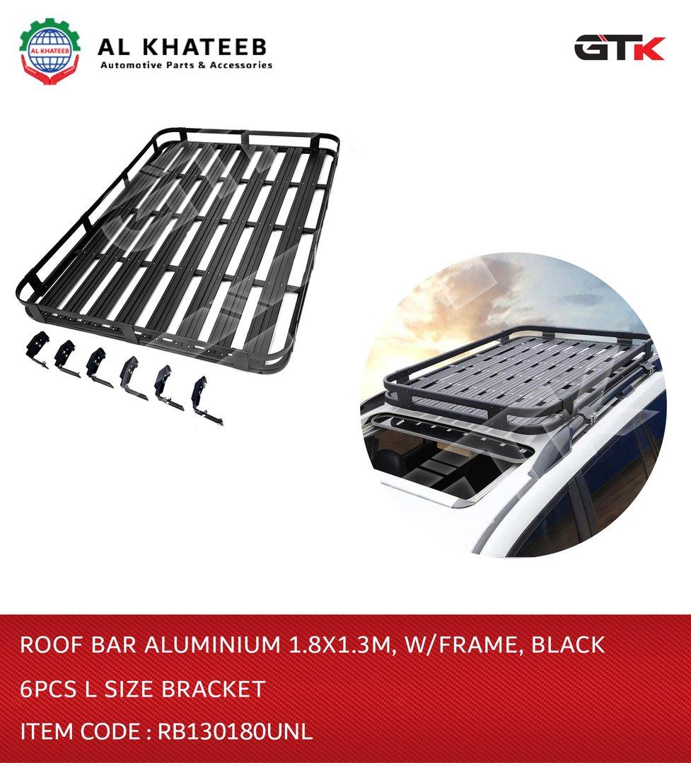 ROOF BAR ALUMINIUM 1.8x1.3M, W/FRAME, BLACK 6PCS L SIZE BRACKET