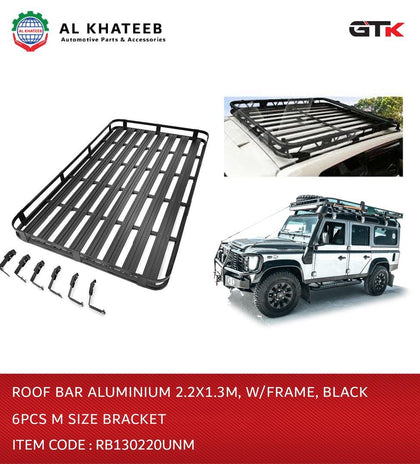 Roof Bar Aluminium 2.2X1.3M with Frame Black 6PCS M Size Bracket