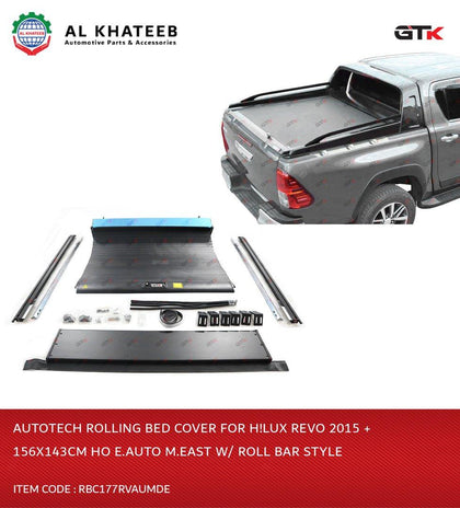 AutoTech Car Electric Automatic Car Pickup Rolling Bed Cover Hilux Revo With Roll Bar Style 156X143Cm 2015+ Middle East Style