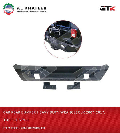 Car Rear Bumper Heavy Duty Wrangler JK/LED 2007-2017, Topfire Style