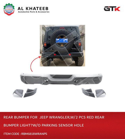 Rear Bumper for Wrangler with 2PCS Red Rear Bumper Light