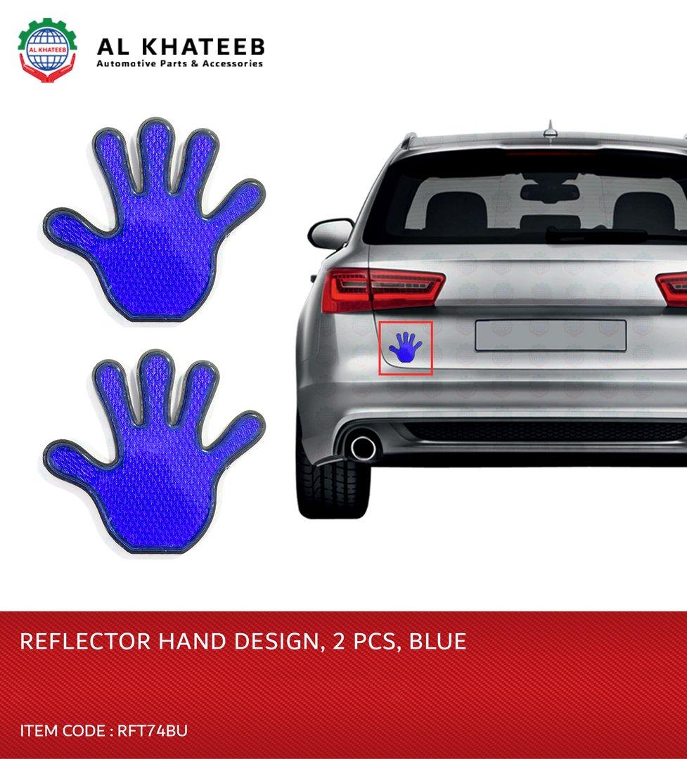 King Tools Universal Car Rear Exterior Accessories Reflector Hand Design Patch Double Sided Tape 2Pcs, Blue