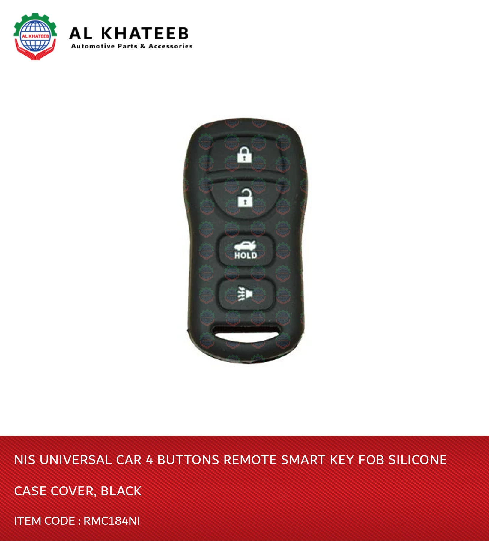 Universal Car 4 Buttons Remote Smart Key Fob Silicone Case Cover, Black