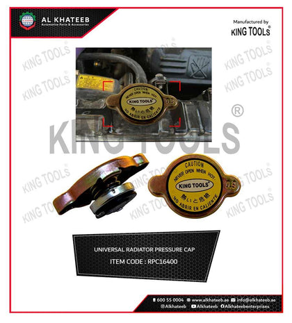 King Tools Universal Car Coolant System Rubber Seal Pressure Radiator Cap Cover 0.9Kgf/Cm2