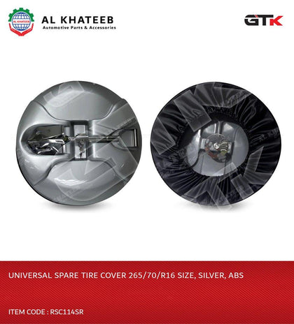 Universal Spare Tire Cover 265/70/R16 Size, Silver, Abs