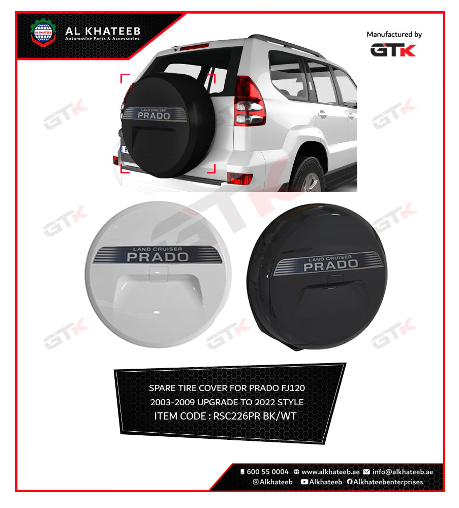 Spare Tire Cover For Prado FJ150 2003-2009, White
