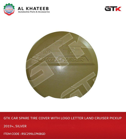 Car Spare Tire Cover With Logo Letter Land Cruiser Pickup 2019+, Silver