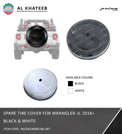 Car Spare Wheel Tire Cover Wrangler Jl 2018+ Polishing White, ABS Plastic