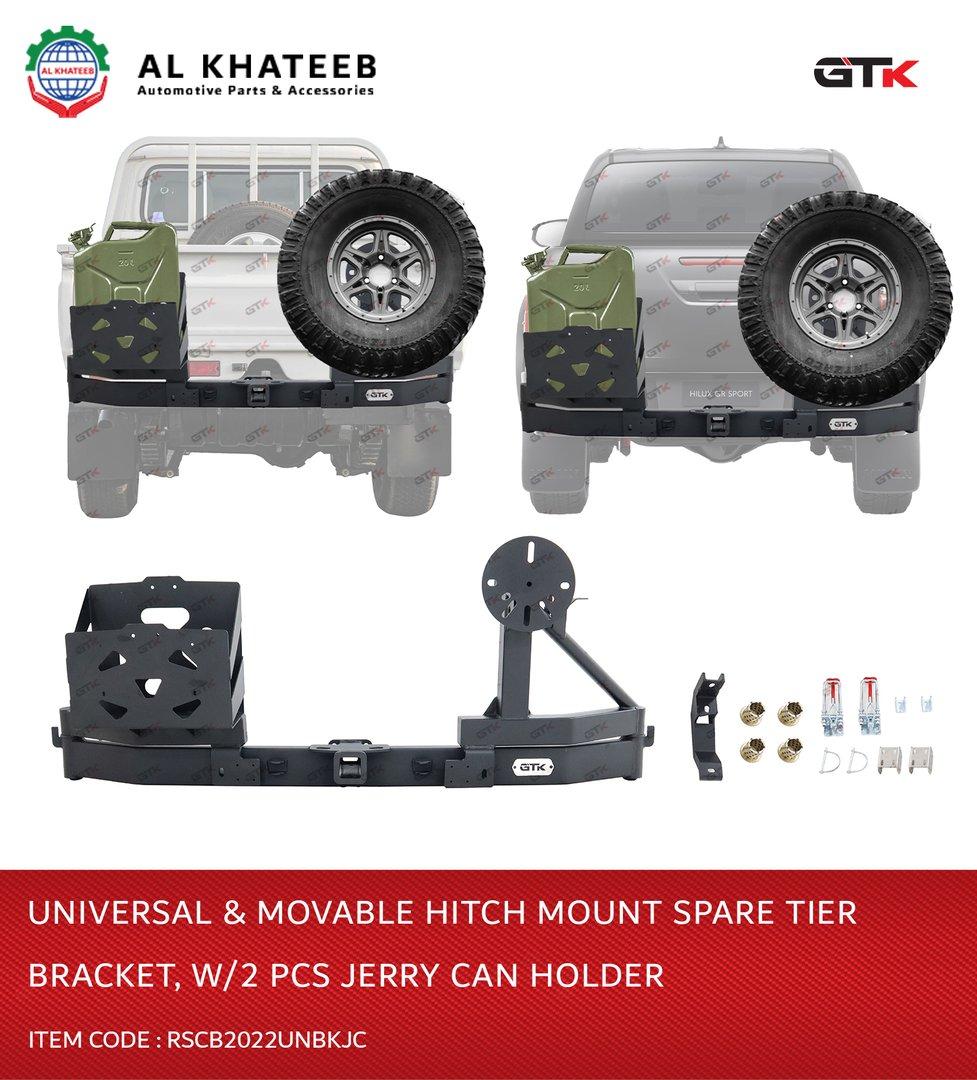 Universal Movable & Adjustable Hitch Spare Tire Carrier Mount Bracket,Universal Hitch Spare Tire Rack With 2Pcs Jerry Can Holder, Black