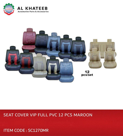 SEAT COVER VIP FULL PVC 12 PCS MAROON