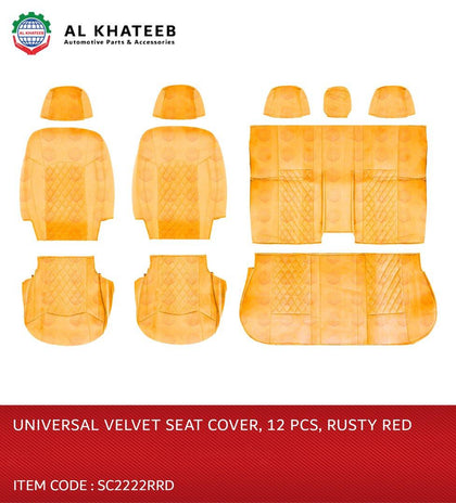 Seat Cover VLT with Diamond Design in Middle 12PCS Rusty Red