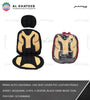 Auto Universal Car Seat Cover PVC Leather Prince Jersey Jacquard, 11Pcs, 5 Seater, Black-Dark Beige 3106
