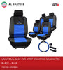 Universal Car Seat Cover Sport Series Stretch Material, 14 Pcs 5-Seater, Black-Ligth Blue