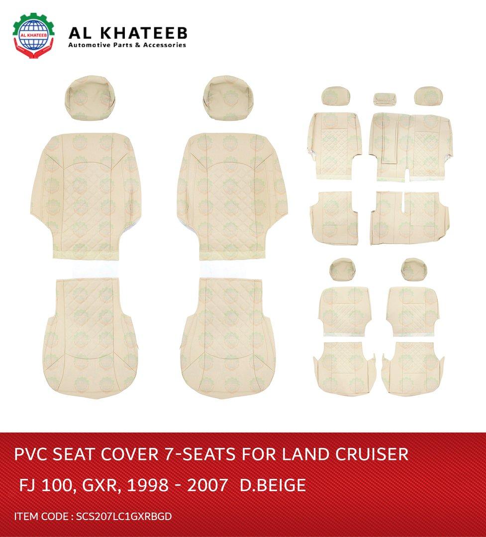 Car Leather Seat Covers For Land Cruiser FJ100 1998-2007 Gxr, 7 Seats, Dark Beige No.1