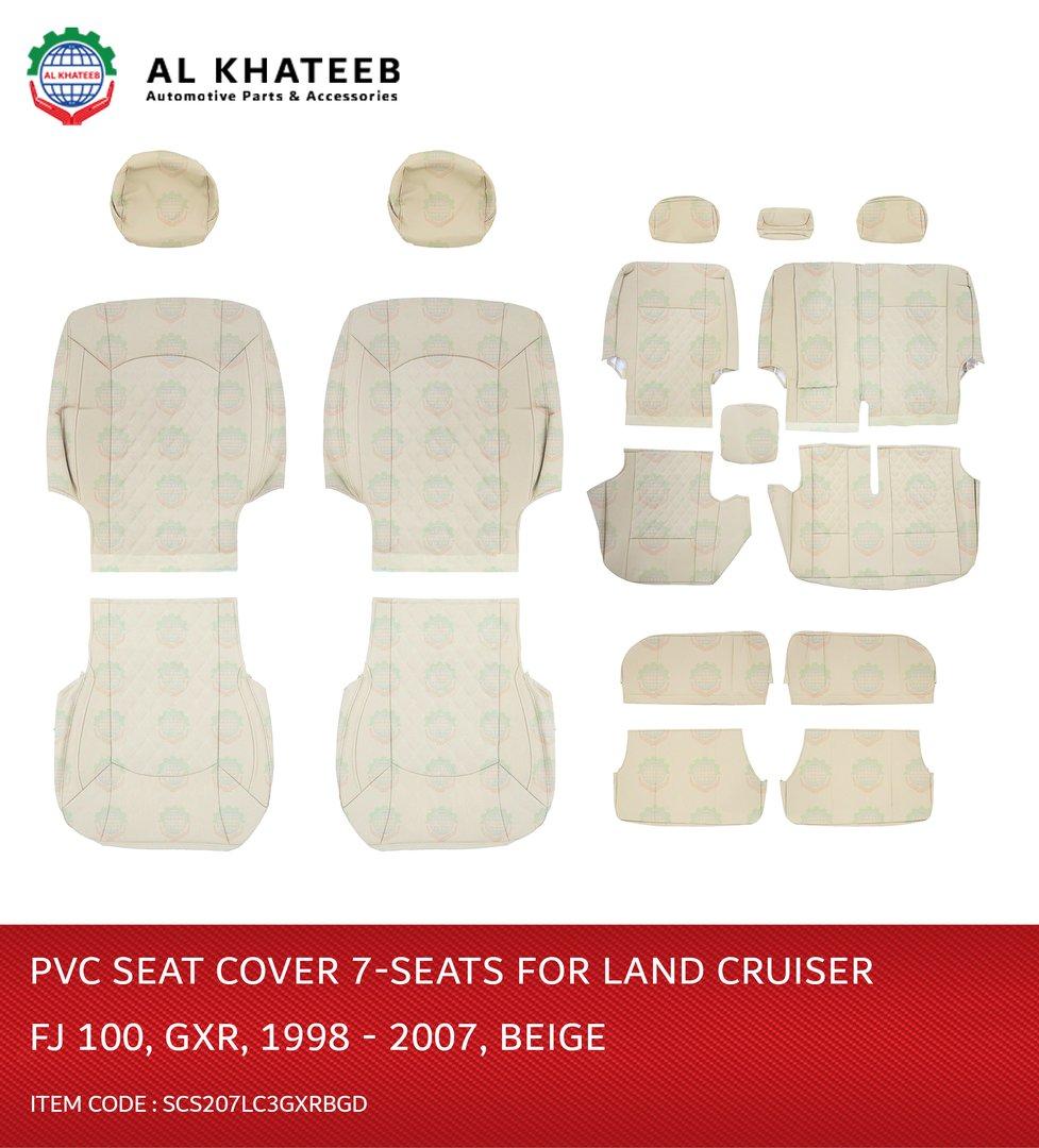Car Leather Seat Covers For Land Cruiser FJ100 1998-2007 Gxr, 7 Seats, Dark Beige No.3