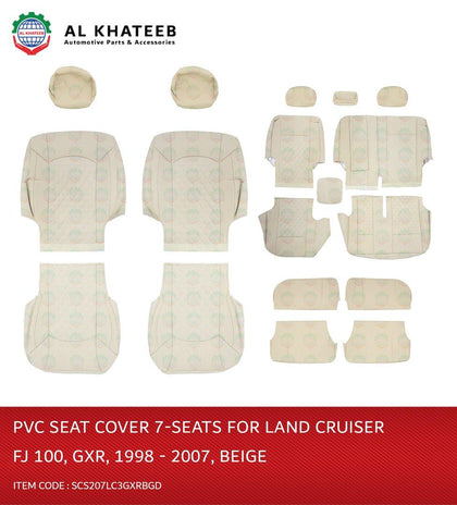 Car Leather Seat Covers For Land Cruiser FJ100 1998-2007 Gxr, 7 Seats, Dark Beige No.3