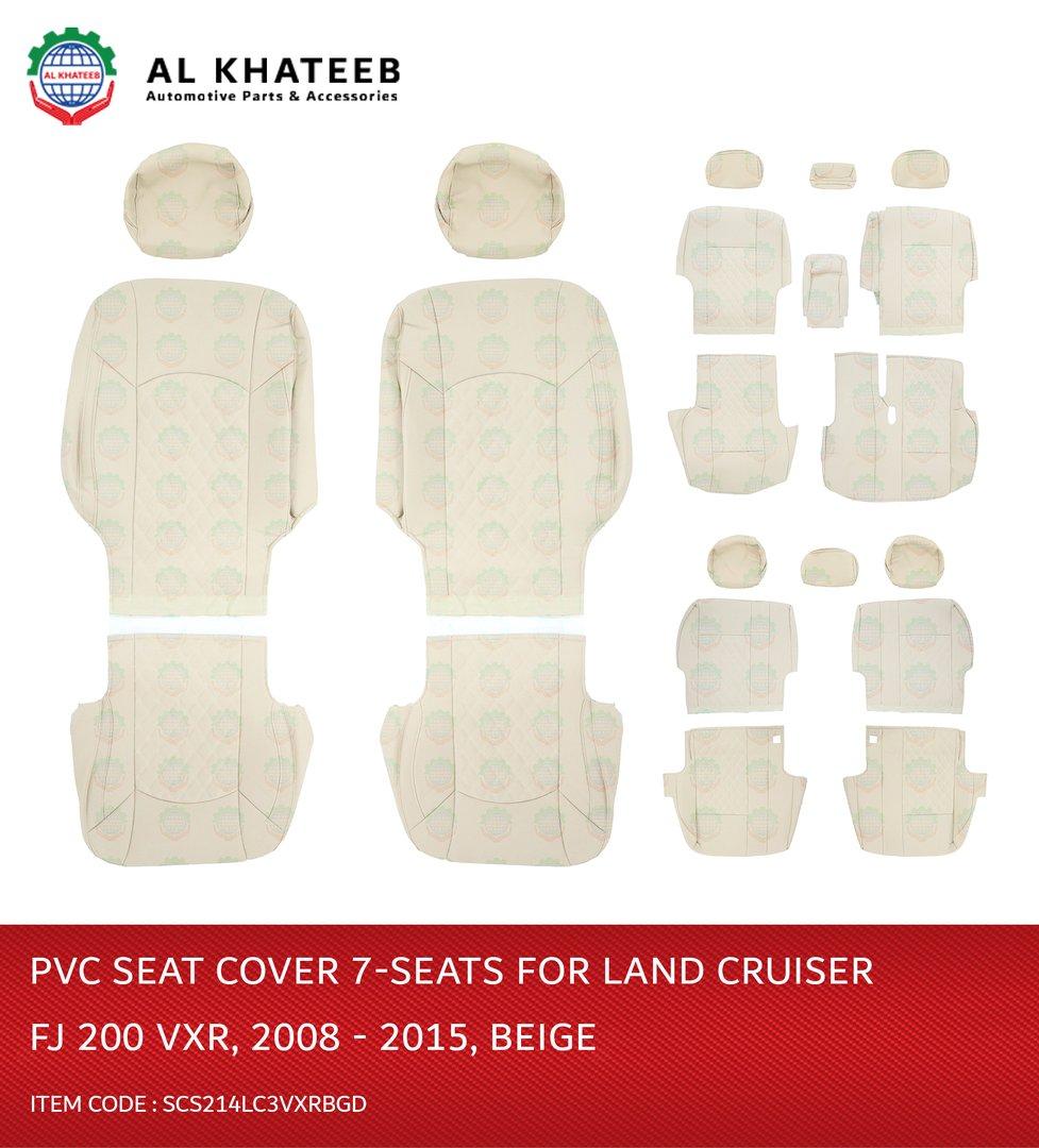 Car Leather Seat Covers For Land Cruiser FJ200 2008-2015 Vxr, 7 Seats, Dark Beige