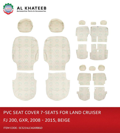 Car Seat Covers For Land Cruiser FJ200 2008-2015 Gxr, 7 Seats, D. Beige