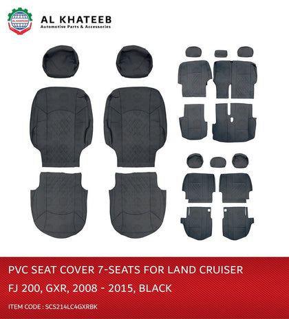 Car Seat Covers For Land Cruiser FJ200 2008-2015 Gxr, 7 Seats, Black