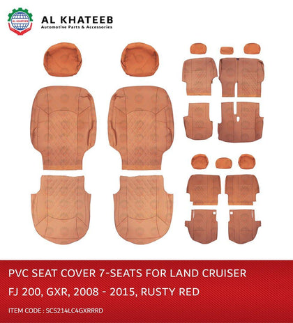 Car Seat Covers For Land Cruiser FJ200 2008-2015 Gxr, 7 Seats, Rusty Red