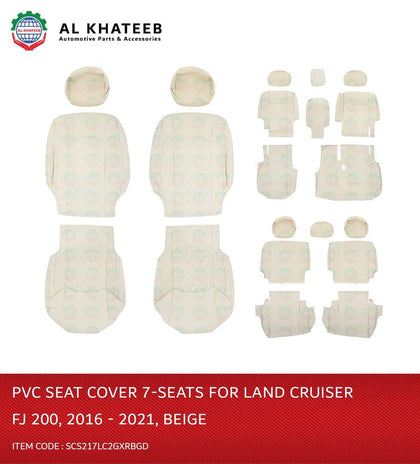 Car Seat Covers For Land Cruiser FJ200 2016-2020 Gxr, 7 Seats, Dark Beige