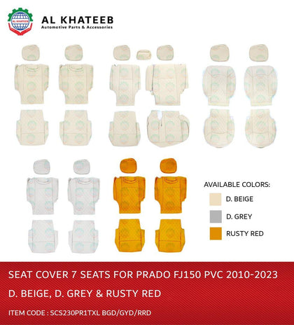 Car Seat Covers For Prado FJ150 2010-2023, 7 Seats, Rusty Red