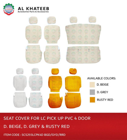 Land Cruiser Pickup Car Seat Covers 4 Door, Driver & Passenger, Rusty Red, 10Pcs Set