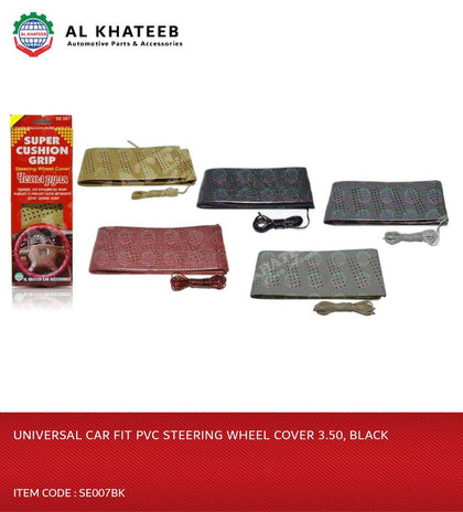 Universal Car Fit PVC Steering Wheel Cover 3.50, Black
