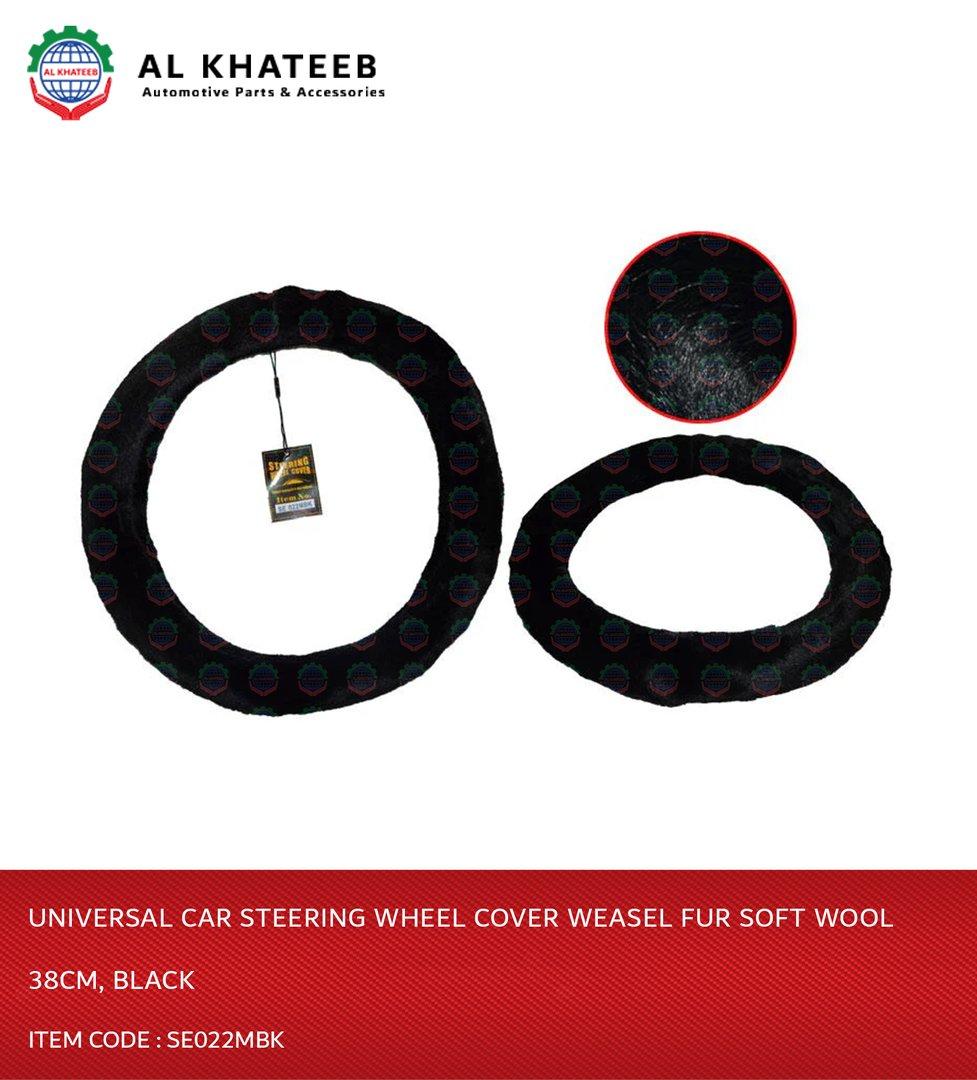 Auto Universal Car Steering Wheel Cover Weasel Fur Soft Wool 38Cm, Black
