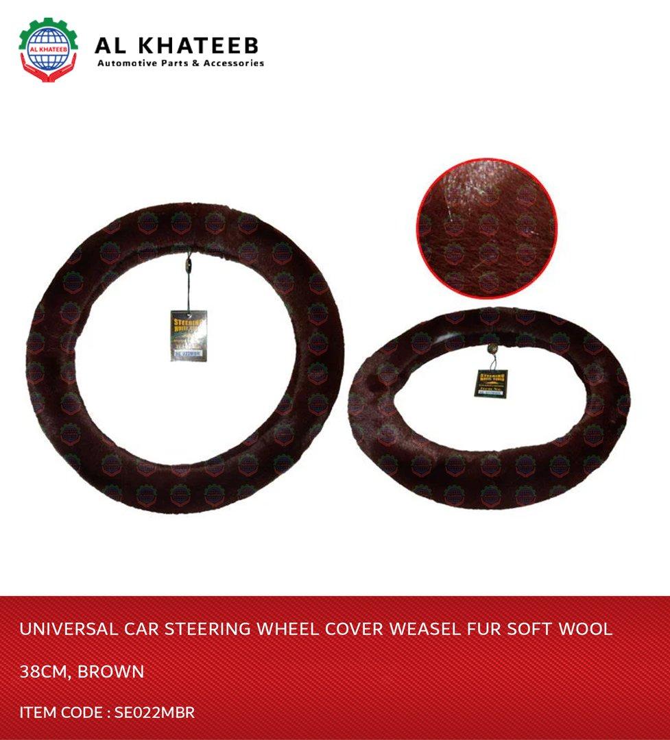 Auto Universal Car Steering Wheel Cover Weasel Fur Soft Wool 38Cm, Brown