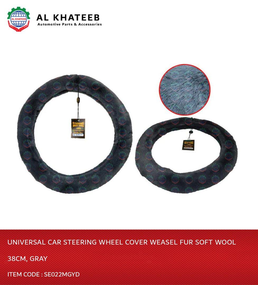 Auto Universal Car Steering Wheel Cover Weasel Fur Soft Wool 38Cm, Gray
