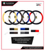 STEERING COVER LEATHER DBL-CLR WHITE RING D.GREY