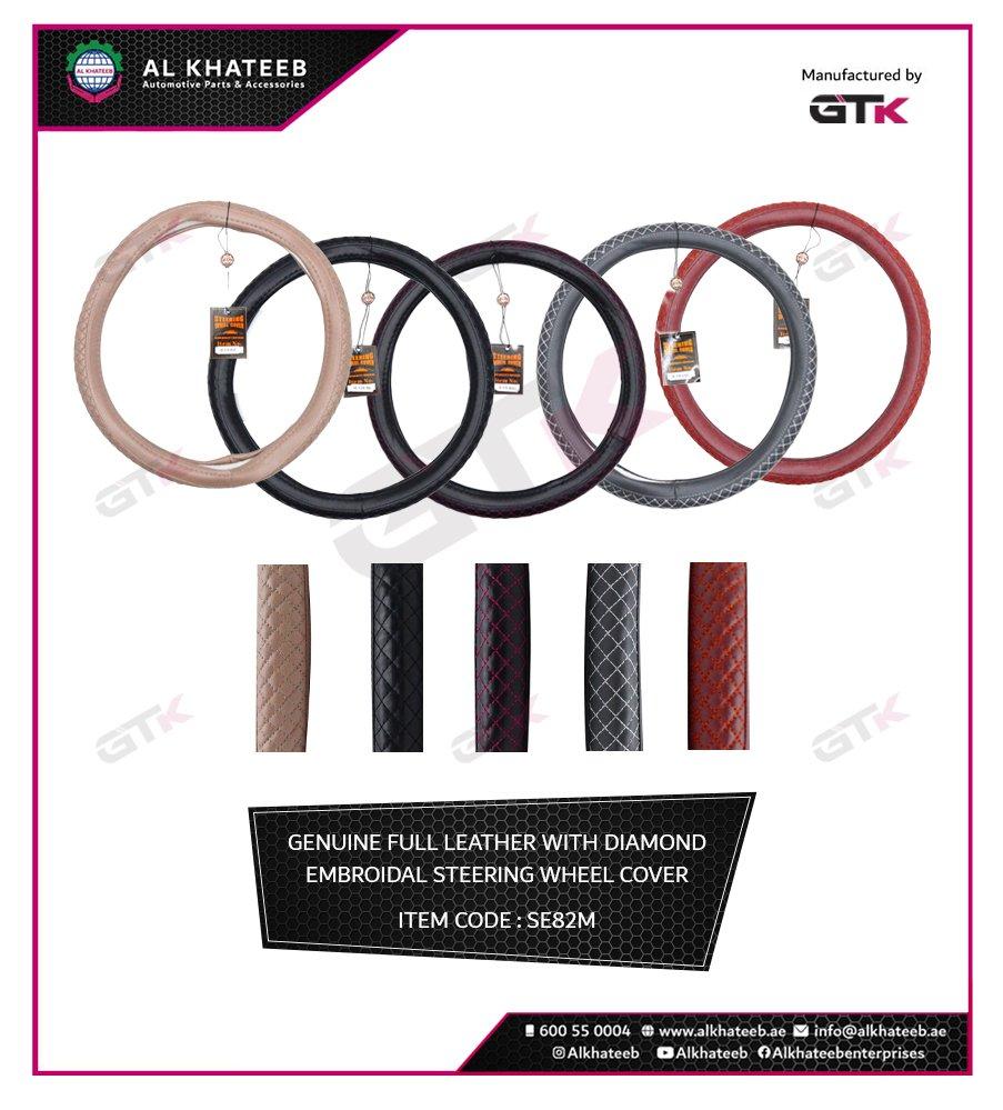 Universal Car Fit Steering Wheel Cover Leather, Diamond Embroidery & Breathable, 38CM, Maroon