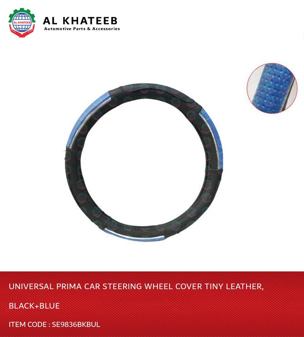 Universal Car Steering Wheel Cover Tiny Leather, Black+Blue