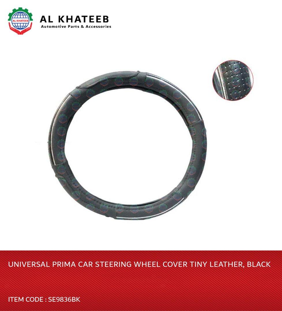 Universal Car Steering Wheel Cover Tiny Leather, Black