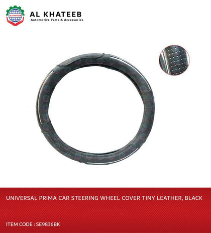 Universal Car Steering Wheel Cover Tiny Leather, Black