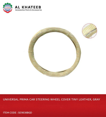 Universal Car Steering Wheel Cover Tiny Leather, Gray