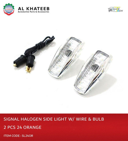 Halogen Side Signal Light with Wire and Bulb 2PCS 24V Orange