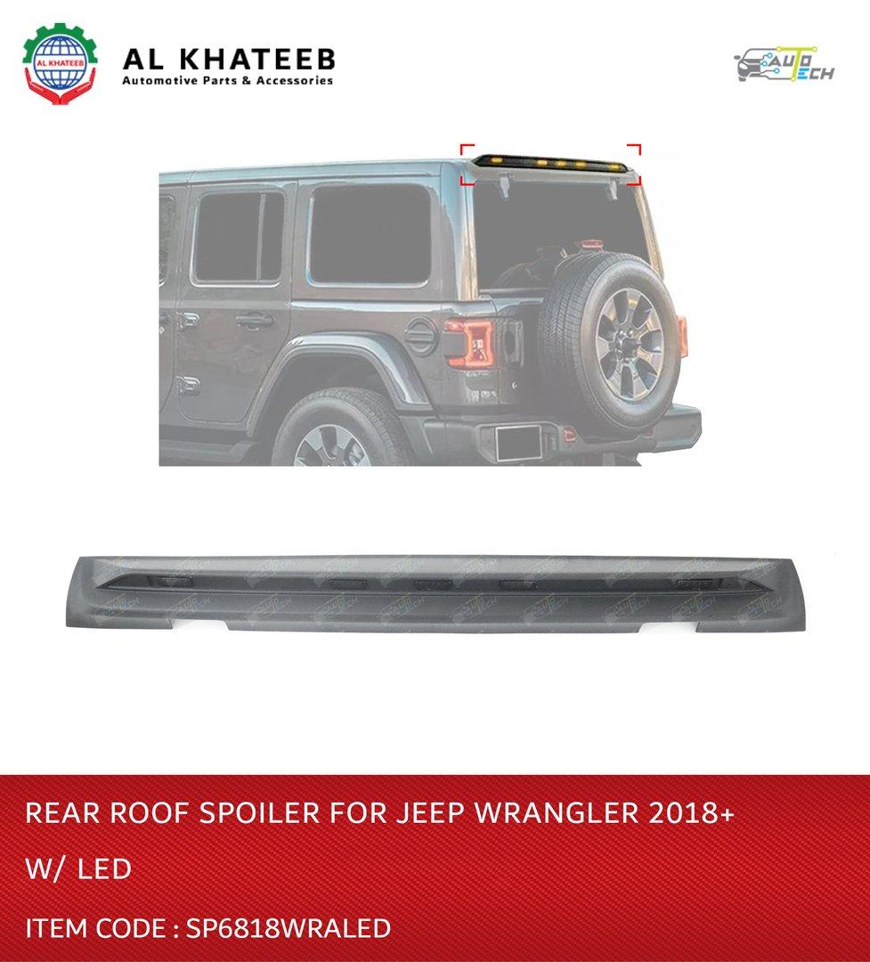 GTK Car Rear Spoiler Roof With Brake Light LED Wrangler Jl 2018-2019, ABS Plastic
