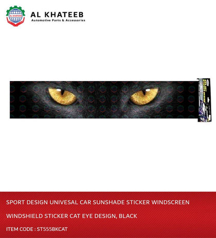 Sport Design Univesal Car Sunshade Sticker Windscreen Windshield Sticker Cat Eye Design, Black