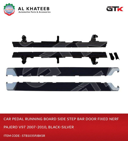 Car Pedal Running Board Side Step Bar Door Fixed Nerf Pajero V97 2007-2010, Black-Silver