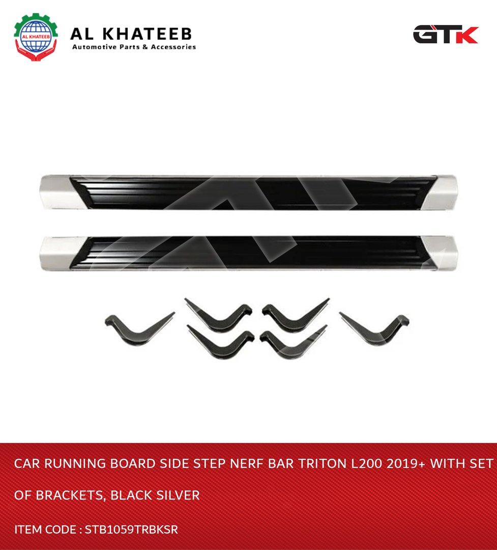 Car Running Board Side Step Nerf Bar Triton L200 2019+ With Set Of Brackets, Black Silver