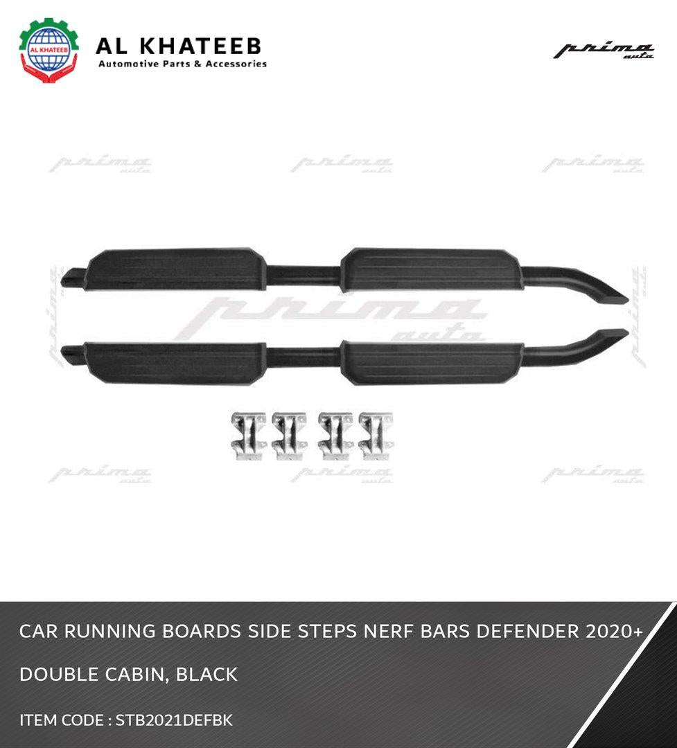 Car Running Boards Side Steps Nerf Bars Defender 2020+ Double Cabin, Black