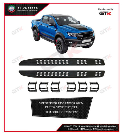 Car Side Step Bar Running Board Crew Cab Pair Raptor Style With Backets F150 2022+